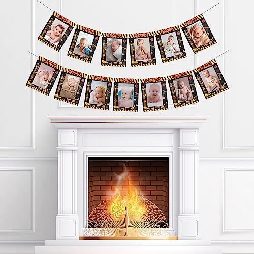 Sursurprise Construction 1st Birthday Party Supplies, Construction Photo Banner from Newborn to 12 Months, Dump Truck Excavator Vehicle First Birthday Decorations by Sursurprise - Image 3