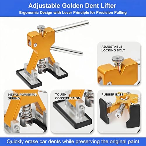 Image of 49PCS Paintless Dent Repair Kit with Golden Lifter & 100W Glue Gun | Professional PDR tools car dent removal tool heavy duty dent puller kit for small door dings hail damage auto body repair