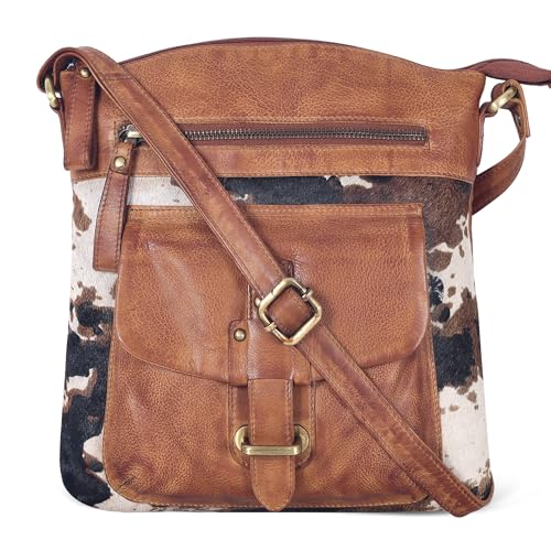 Image of Oak Leathers Leather Crossbody Bag For Women With Adjustable Sling Strap - Medium Size Crossover Shoulder Handbag Purse