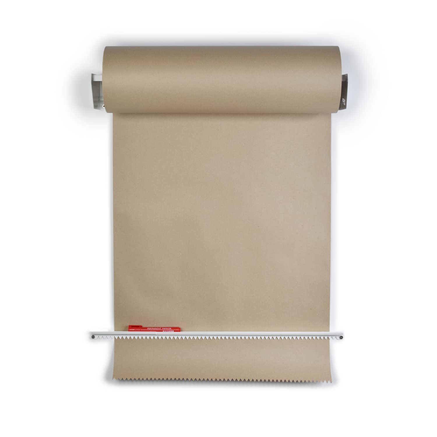 MegaMaxx Wall Mount Kraft Brown Paper Roll Holder with Cutting Bar for Office, Home, Restaurant, Coffee Shop- 650mm Wider Craft Roll Holder (665x130 mm, White)
