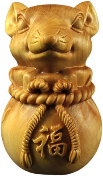 Sculpture en buis Rat du Zodiaque Chinois pour décoration de maison