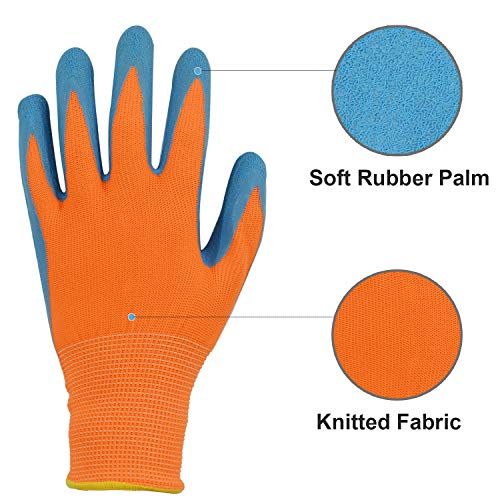 GLOSAV 3 Pairs Kids Gardening Gloves for Yard Work, Children Latex Garden Gloves for Age 2-12 Toddler, Girls, Boys (Size 2 for 2, 3, 4 Year Old)
