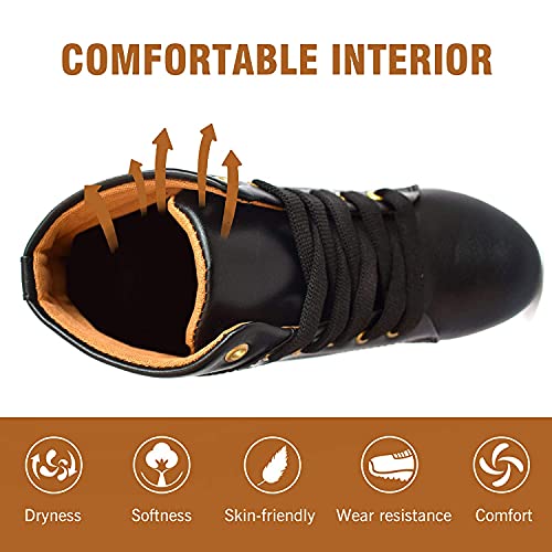 Image of KRAFTER Women's Tan Buckle Boots - Stylish Faux Leather High Ankle Boots for Winter & Casual Wear - Comfortable & Durable