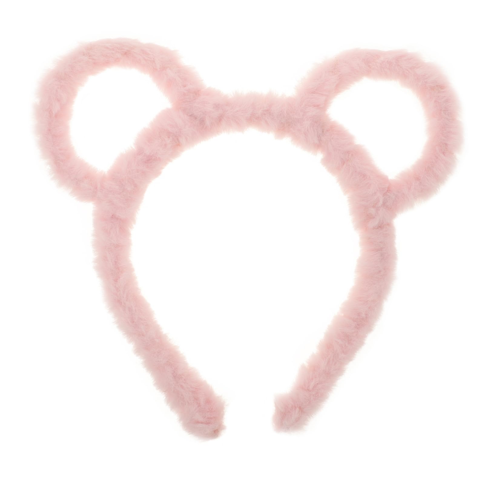AOKWAWALIY Bear Ears Headband Animal Ears Headband Fluffy Bear Hairband Head Wear for Makeup Washing Face Party Cosplay Dress up Costume Pink