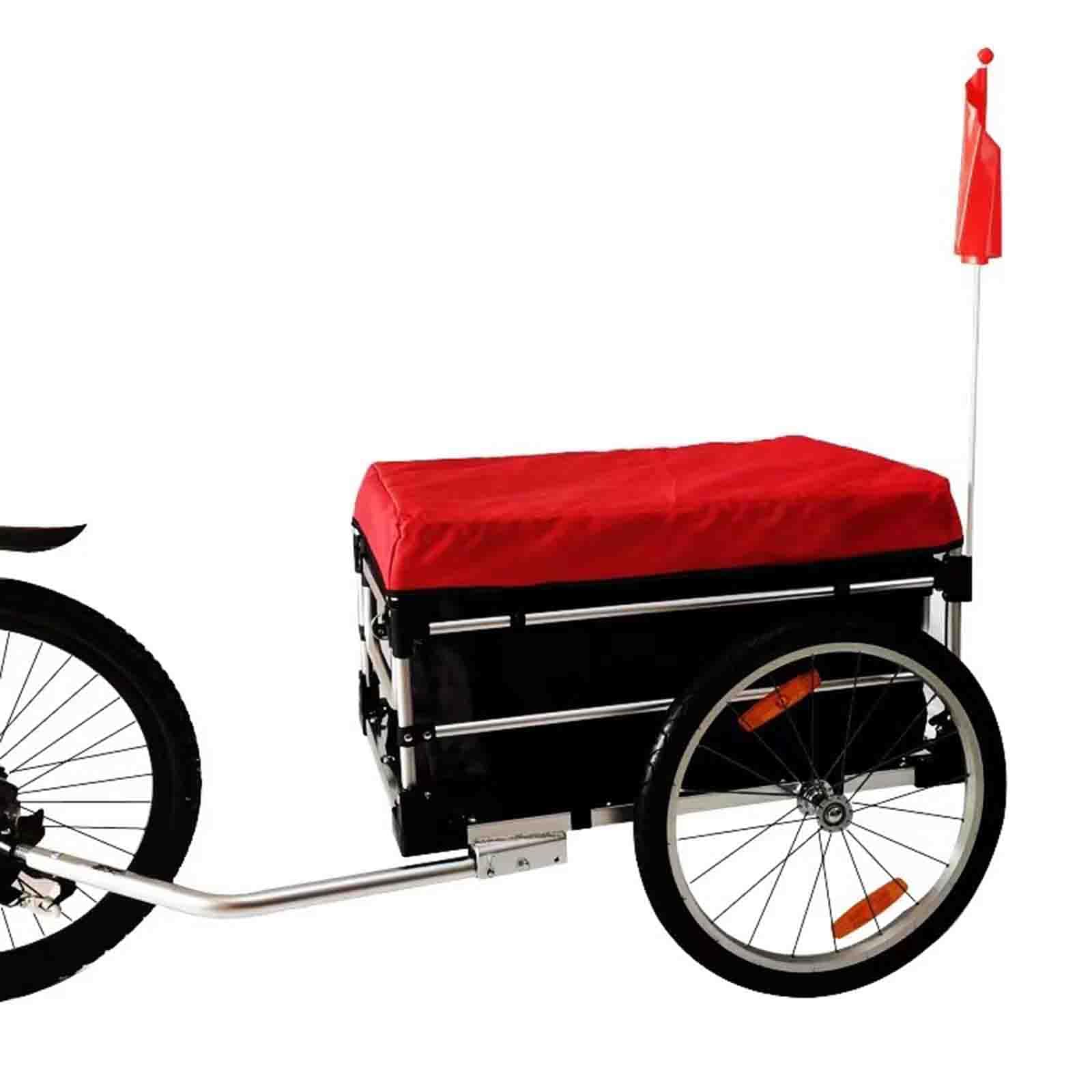 FAXIOAWA Rimorchio per Bicicletta Rimorchio Posteriore Rimorchio per carico Rimorchio per carico Carrello per Bagagli in Alluminio, con Copertura Adatta per Viaggi in Bicicletta (Rosso)