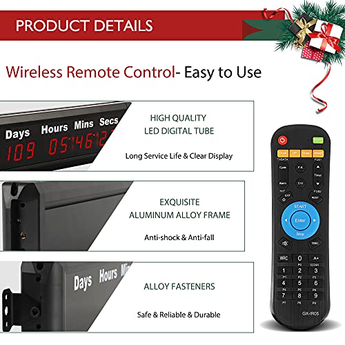 Hanchen Led Countdown Clock Count Up Days Event Timer Timing Clock Stopwatch Led Wall Clock Countdown Timer With Wireless Remote 1'' 9 Digits #TOP3