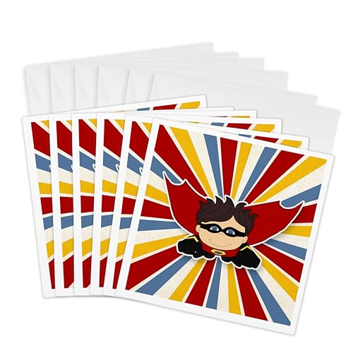 Cartes de vœux garçon super-héros 3dRose Gc_283474_1 lot de 6 formats 15x15 cm