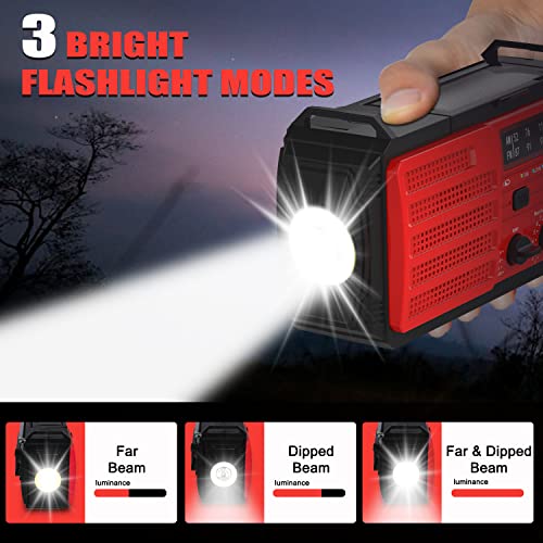 8000Mah Emergency Weather Radio, Am Fm Noaa Weather Alert Radio Battery Powered, Portable Solar Hand Crank Radio Flashlight Cell Phone Charger, Compass For Camping Outdoor Emergency, Sos Alarm #TOP4