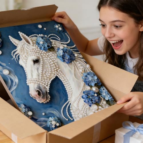 Kit de peinture de perles adultes - Création 3D cheval et décoration murale
