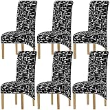 KELUINA 2/4/6 Piezas XL Elásticas Fundas para Grande Sillas de Comedor(Geometría Café,6 Pack)