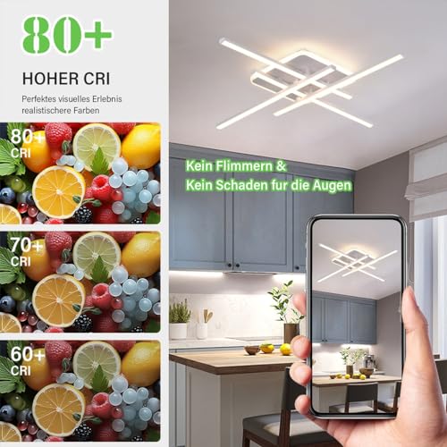 Plafonnier encastré LED 69cm noir réglable avec télécommande 42W salon - 5