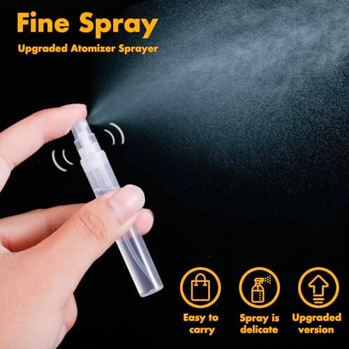 Chiallco 미니 향수 샘플 병, 10팩 5ml 플라스틱 소형 향수 스프레이 병, 미세 미스트, 휴대용 향수 여행용 리필 가능한 병, 향수용 업그레이드 분무기 스프레이, 투명 — 사진 2