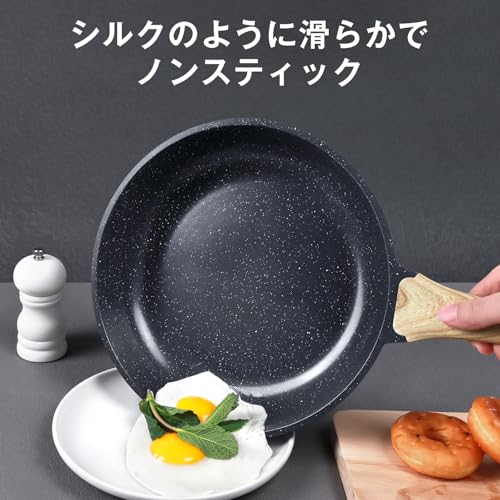 Image of GiPP Nonstick Frying Pan Skillet Set- Ceramic Coating Non Stick Pans, Healthy Non-Stick Fry Pan Omelette Pan Egg Pan, Compatible with All Stoves, Dishwasher Safe, PFOA Free(Gray, 24CM+26CM+28CM)