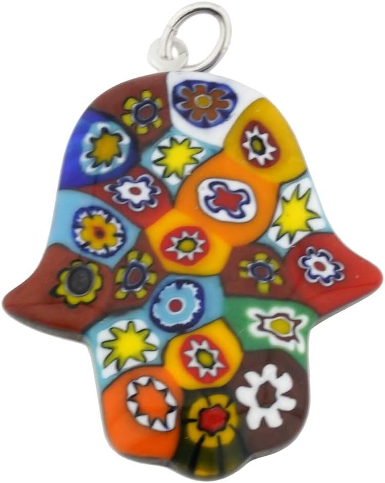 Glass Of Venice Murano Glass Millefiori Hamsa Pendant - Multicolor