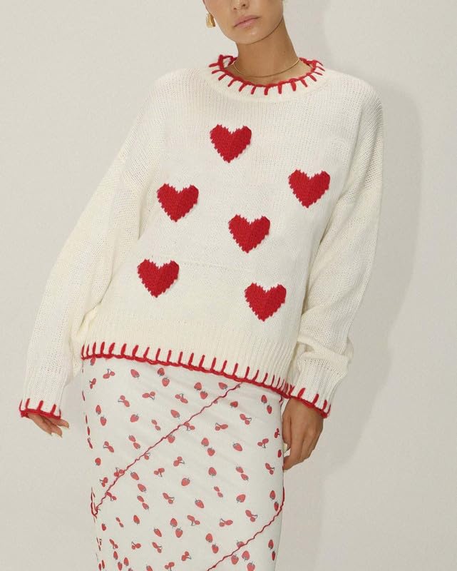 Image of SOOKABEILA Women Y2K Graphic Sweater Top Long Sleeve Knit Print Pullover Oversized Loose Aesthetic Fall Sweatshirt
