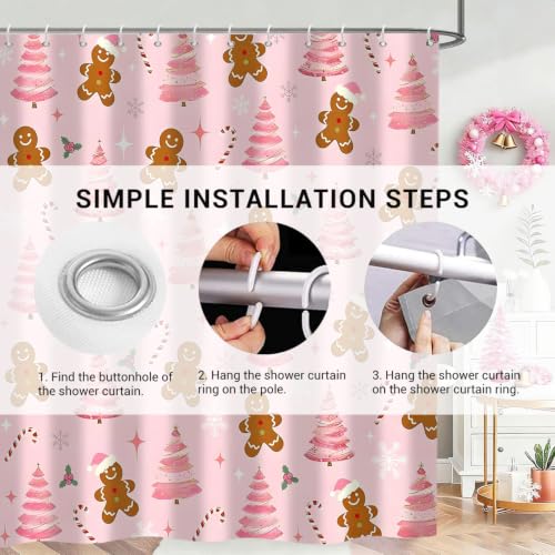 Rideau de douche Noël imperméable et lavable pour salle de bain