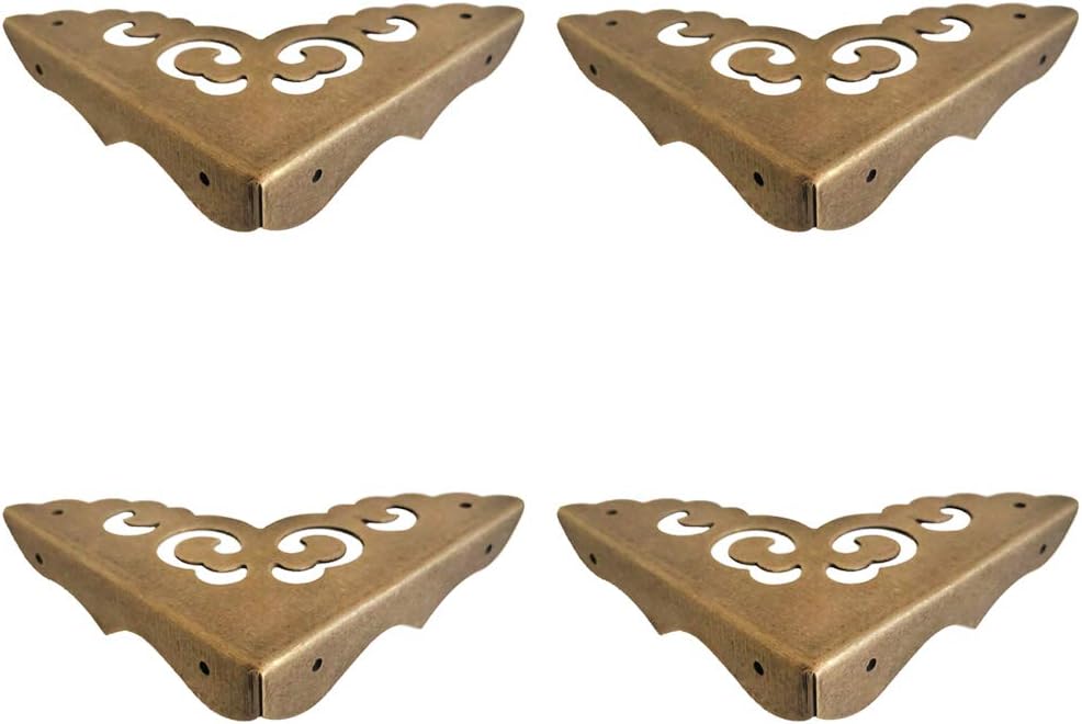 真鍮エッジコーナー、エッジガード、アンティーク真鍮エッジコーナープロテクター4点、ビンテージデザイン装飾コーナーブレース