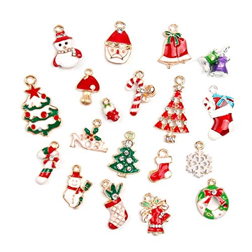 Ciondoli Natalizi Ciondoli per Bracciali Fai Da Te Christmas Pendant Charms Lega Mini Colorati Pendenti Bracciale Gioielli Natale Mestiere Accessori B