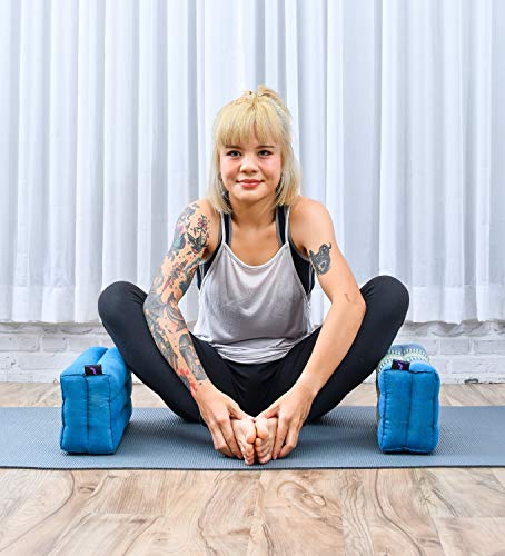Image of Leewadee Yoga Block - Floor Cushion for Yoga Practice, Meditation Seat Cushion for Workouts Filled with Kapok