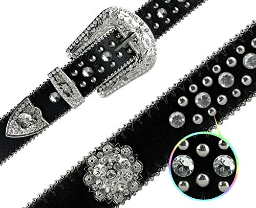 Rhinestone Belt Fashion Western Crystal Bling Studded Design Leather Belt 1-1/2"(38mm) wide2
