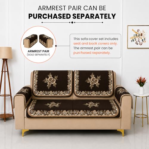 Image of Homerz Premium 'Luxe Series' Sofa Cover | Holland Velvet Fabric | Smooth Finish | Anti-Slip Fleece Backing Couch Protector (Royal, 2 Seater, Seat Cover with Backrest)