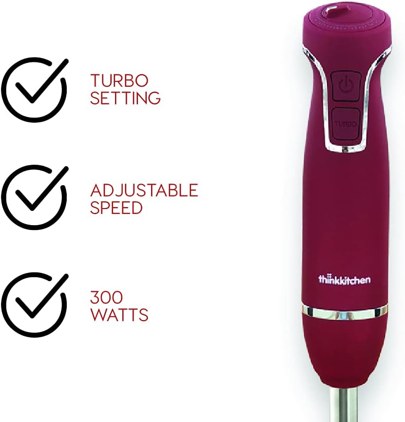 Hand Blender features: Turbo Setting, Adjustable Speed, 300 Watts