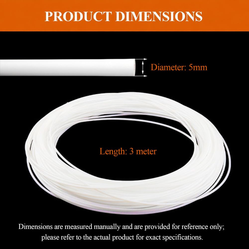 Arandelas de sellado Cordón redondo sólido de PTFE, longitud 3 metros, diámetro 1 a 6 mm, cuerda plástico adecuada for reparación equipos industriales y uso en talleres,Diameter .3mm(Diameter 5mm)