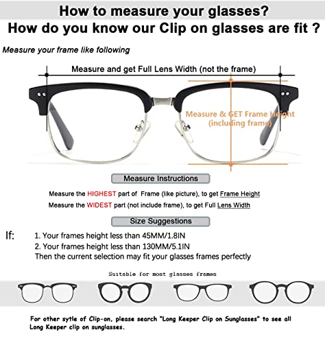 Long Keeper Clip On Sunglasses - Polarized Flip Up Clip-on Sunglasses for Women & Men - Over Prescription Glasses3