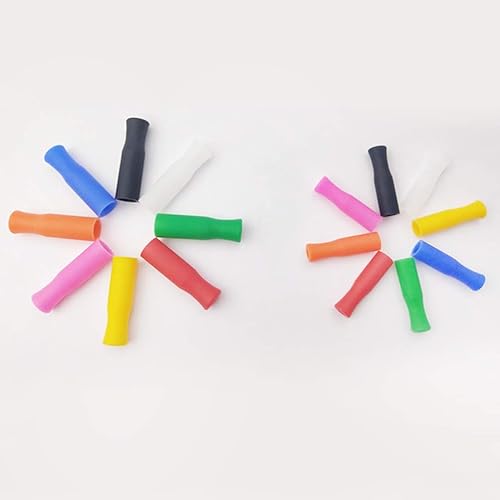 Miniatura 5 de DOITOOL Cubierta de puntas de paja de metal, 100 unidades, cubierta de silicona de grado alimenticio, tapas de silicona para popotes de acero