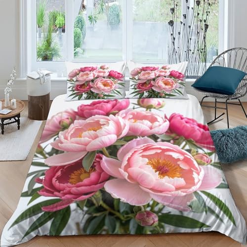 Parure de lit king marbre rose design luxe moderne 220x240cm - 4