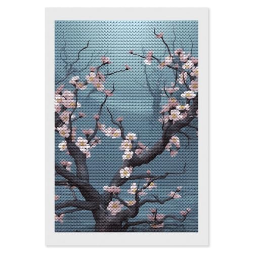 Kit peinture diamant strass ronds cadeau créatif fleurs de cerisier