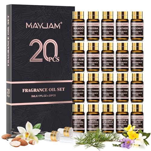 MAYJAM Coffret d'huiles parfumées 20 pièces, coffret cadeau d'huiles essentielles pour diffuseur, aromathérapie, humidificateur