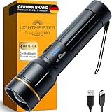 LICHTMEISTER® Zaklamp (2000 lumen, 5000 mAh accu) - zaklamp LED oplaadbaar - LED zaklamp extreem helder