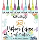 Chalkola Vintage Kreidestifte für Tafel Abwaschbar - 10 Kreidemarker Pastell 6mm Umkehrbare Spitze | Kreide Stift für Fenster, Tafel, Keramik & als Glasstift. Chalk markers für Erwachsene & Kinder