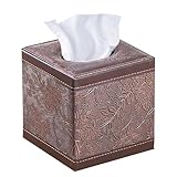 Leather Tissue Box Cover Square,Upgrade 99% Compatible Large Size,Cube Tissue Box Holder for Napkin Facial Paper,Dryer Sheet Dispenser Organizer for Bathroom Vanity Countertop,Night Stand