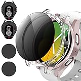 [2+2 Pack]Case for Samsung Galaxy Watch 4/Galaxy watch 5 40mm with Anti-Spy Film Tempered Glass Screen Protector, Colaxuyi Privacy Matte Hard PC Bumper Full Protective Cover for Galaxy Watch 4/5 40mm