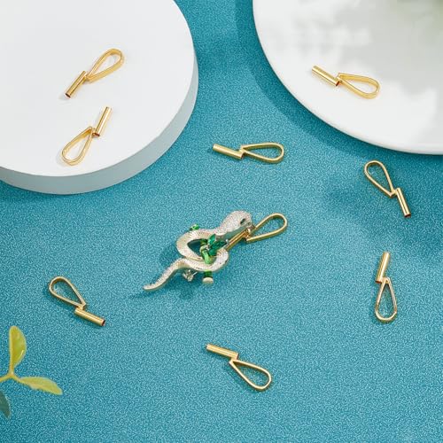 Image of SUPERFINDINGS 10Pcs Vertical Pin to Pendant Brooch Pendant Converters Golden Alloy Brooch Pin to Necklace Keychain Converters Tube Design with Bail Convert for Necklace Keychain Hair Rope