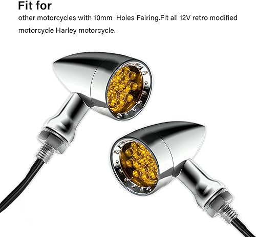 Miniatura 2 de DREAMIZER Luces direccionales de motocicleta Bullet LED Cromo Universal para Bobber Chopper Cafe Racer Sportster Softail Cruiser - Carcasa cromada