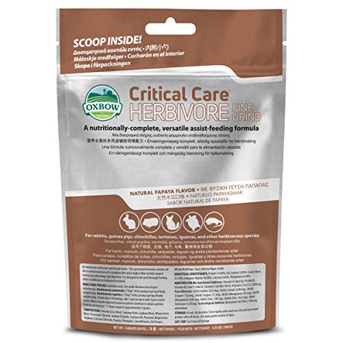 OXBOW Critical Care Fine Grind Animal Pet Supplement completo Assist Feeding 100 g