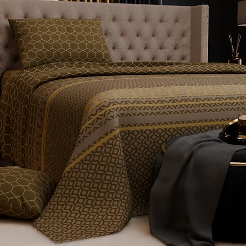 Image of Stoa Paris 100% Bamboo Cotton King Size Bedsheet with 2 Pillow Covers, 200TC Printed Bed Set, Breathable, All-Season Comfort, Aesthetic Home Decor, Imperial Grandeur - Sienna Pavilion (228cmx274cm)
