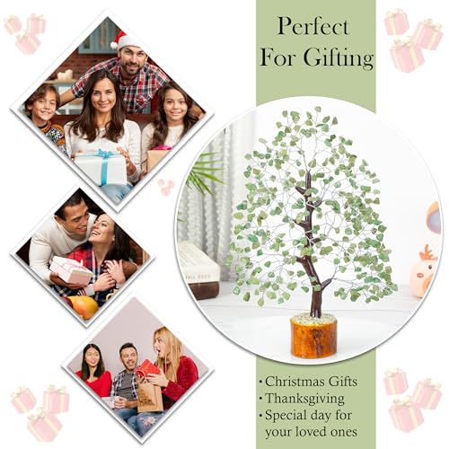 Image of Crocon Green Jade Crystal Tree of Life, Healing Stones, Meditation 10-12 inch | Birthday Gifts for Women, Sister Crystal Tree of Life for Positive Energy, Home Office Decor, Spiritual Gift for Women & Men