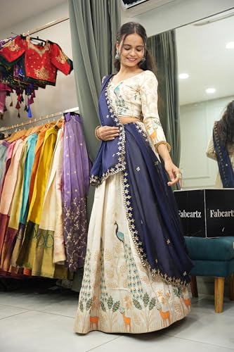 Image of Fabcartz Self Design Semi Stitched Lehenga Choli for Women