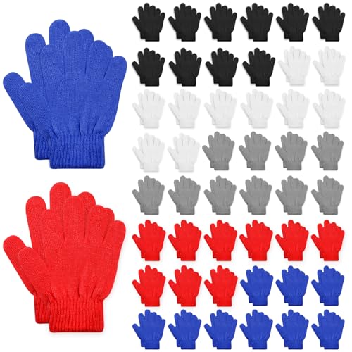 Image of ONESING 50 Pairs Kids Gloves - Soft Knitted Children Gloves Bulk for Girls & Boys | Stretchy Gloves for Cold Weather