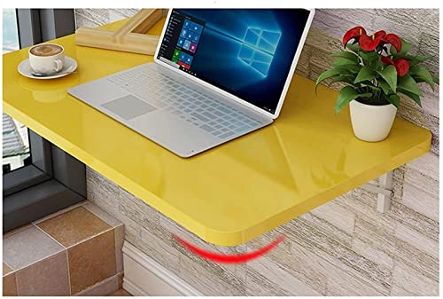 Table murale pliante jaune pour résoudre le manque d'espace, bureau d'ordinateur suspendu - 5