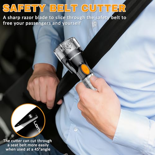 Image of Multifunctional Car Safety Flashlight - Emergency Escape Tool with Window Breaker, Seatbelt Cutter, 3 Light Modes & Magnetic Base for Roadside Safety, Camping & Home Use