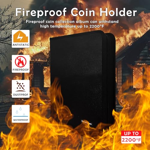 Smatagee PAPER-MONEY-ALBUM-01 Fireproof Coin Collection Book Holder For Collectors,400 Pockets Coins Collecting Album & 36 Sleeves Currency Storage Case thumb #1