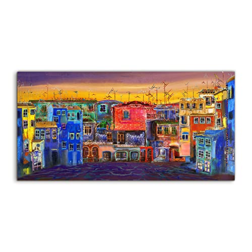 Tableau acrylique 120x60cm pour salon avec photo murale paysage urbain