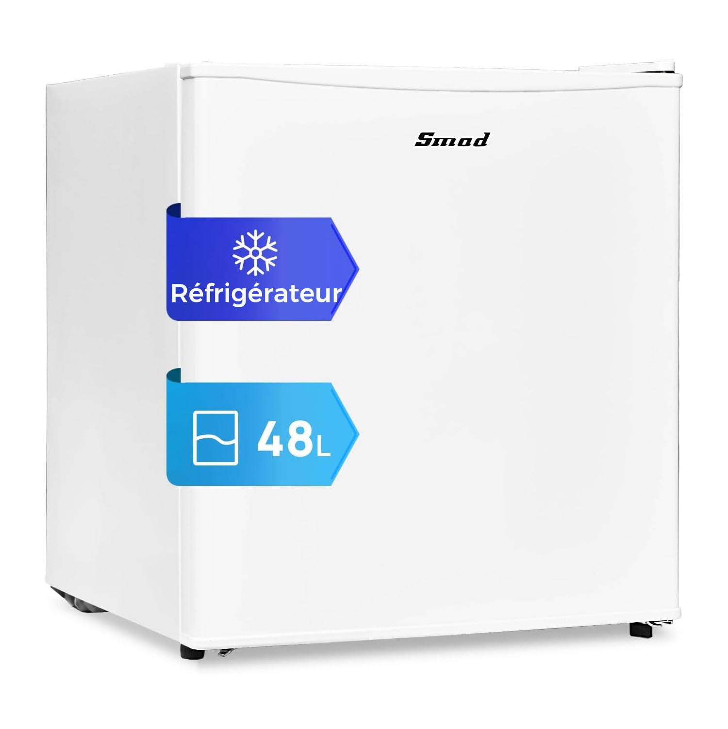 Smad Mini Frigo 48L Petit Réfrigérateur Porte Réversible 0-10℃ MiniBar Blanc