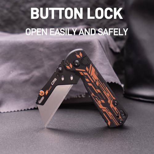 Image of CJRB Boxer EDC Folding Utility Knife, Small Pocket Knife with G10 Handle, Includes 10PCS Total Blades(J1967 Mech Black)