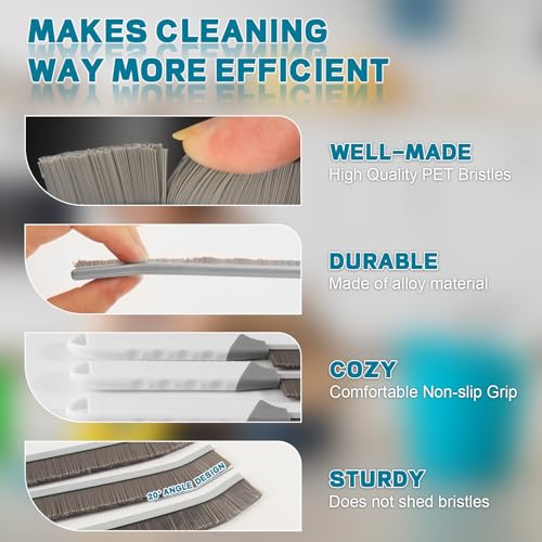 Image of Thin Cleaning Brush Set - Gap Cleaning Tools, Multi-Purpose Hard Bristle Grout Scrub Brushes & Grout Cleaner Brush for Deep Scrubbing in Kitchen, Bathroom, Toilet, Sink Gap